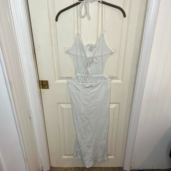 Free People Beach Bodycon Button Beige Strappy Backless Dress Large - Picture 5 of 10